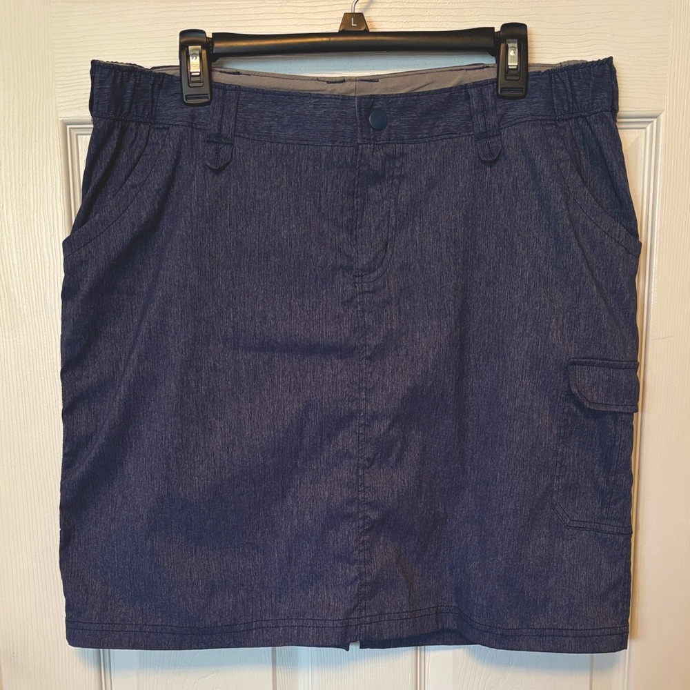 Duluth Trading Co Navy Cargo Skort Skirt Stretch Nylon Sz. 14